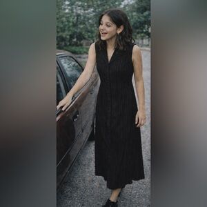 Y2K black and brown pinstripe duster dress